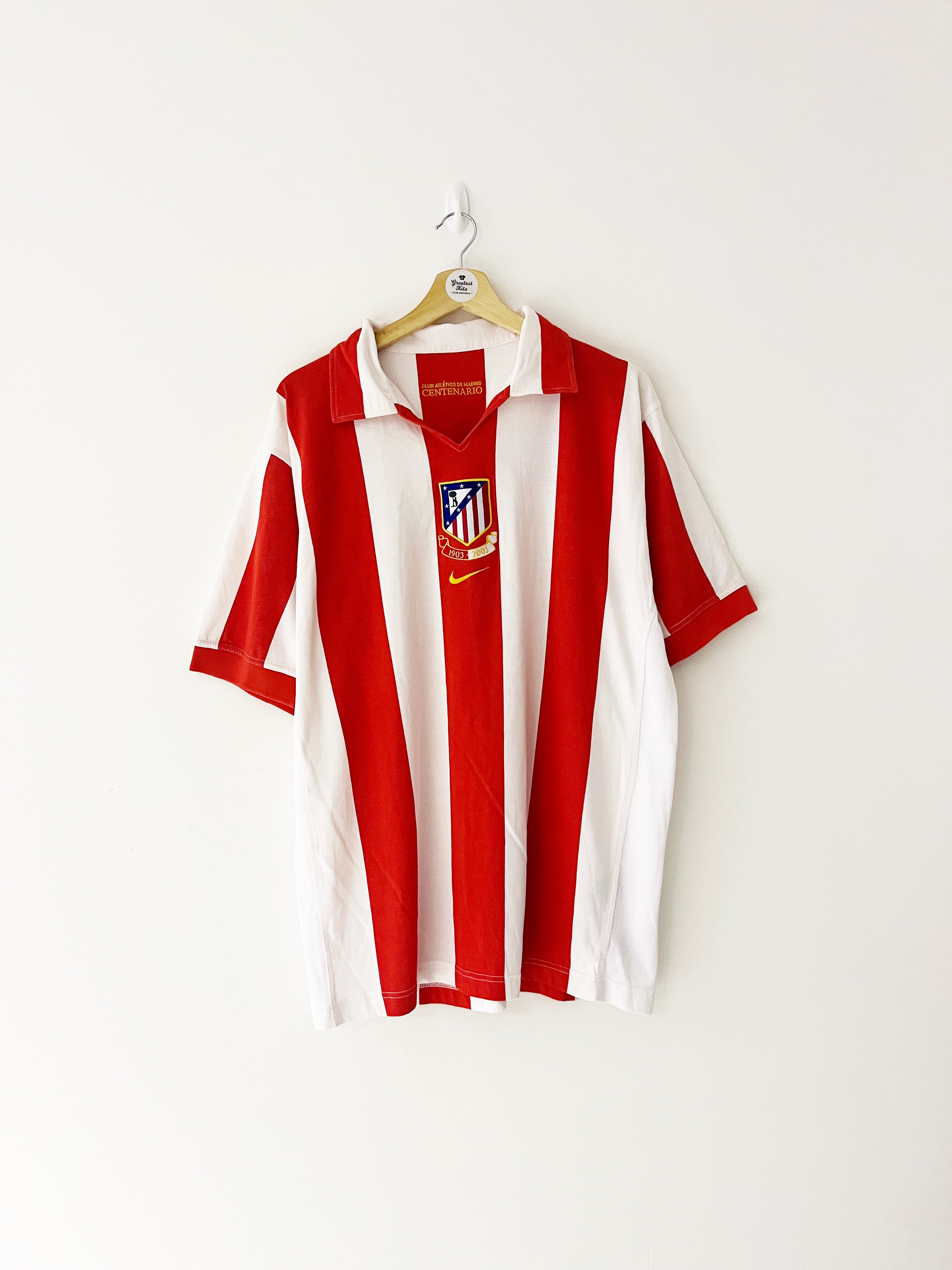 2003/04 Atletico Madrid Home *Centenary* Shirt (XL) 9/10