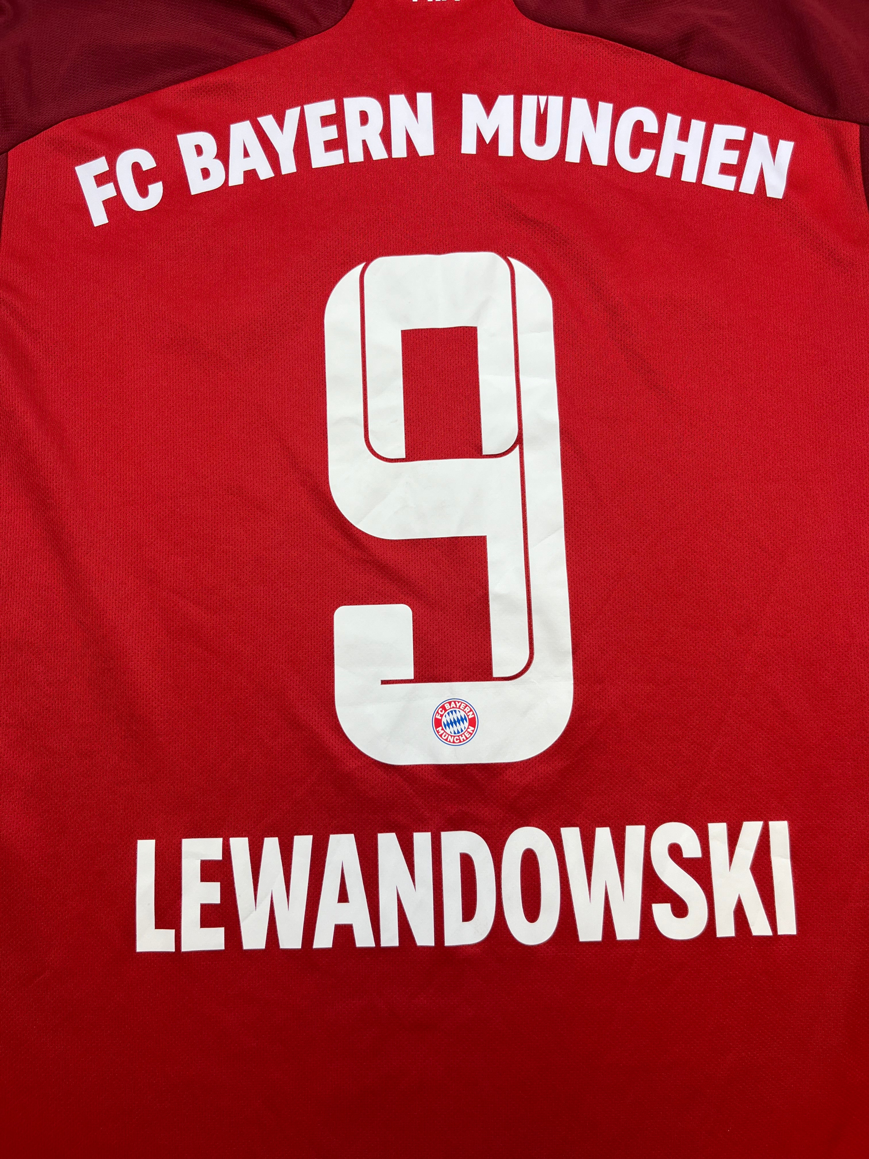 2021/22 Bayern Munich Home L/S Shirt Lewandowski #9 (M) 9/10