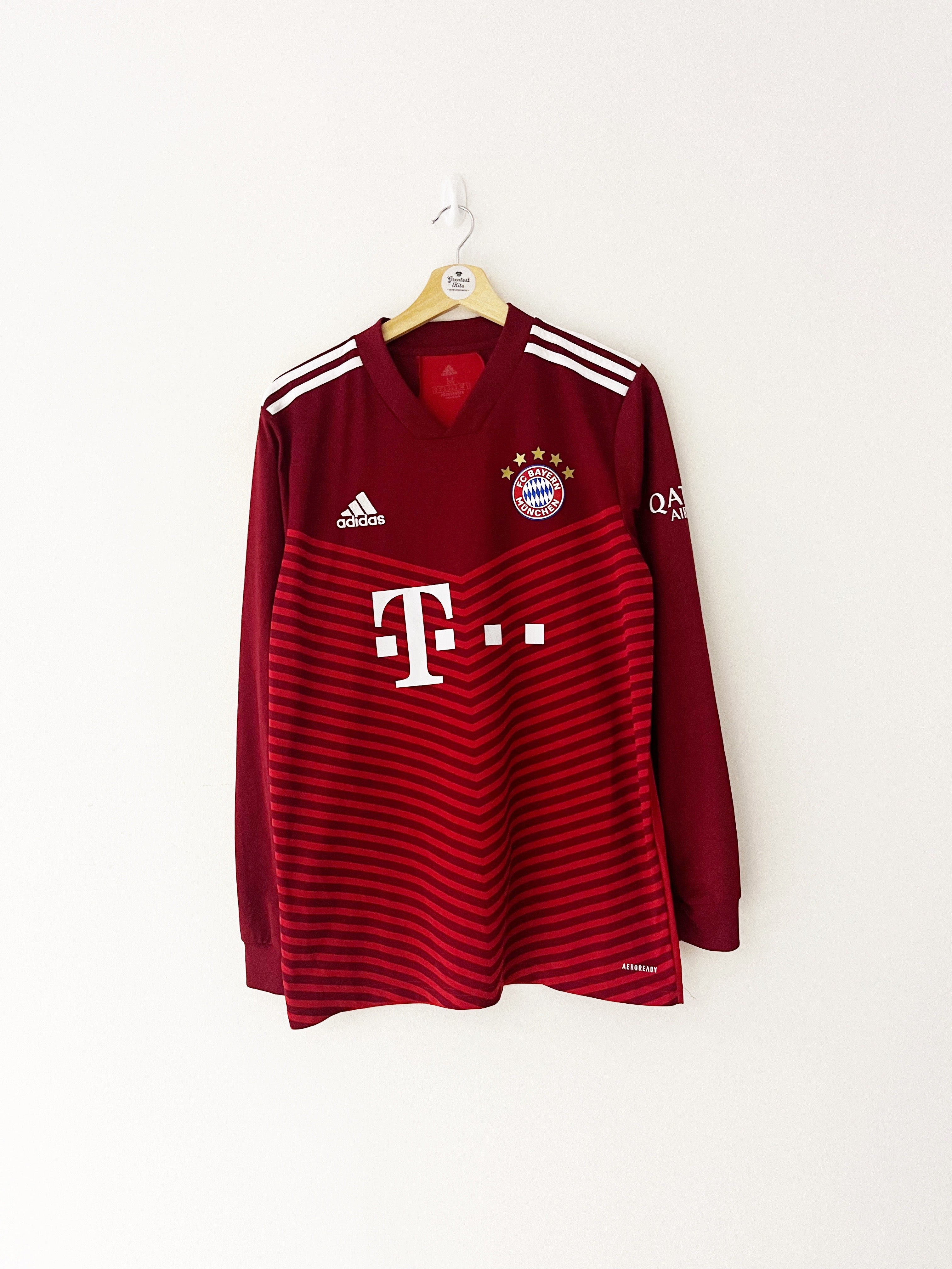 2021/22 Bayern Munich Home L/S Shirt Lewandowski #9 (M) 9/10