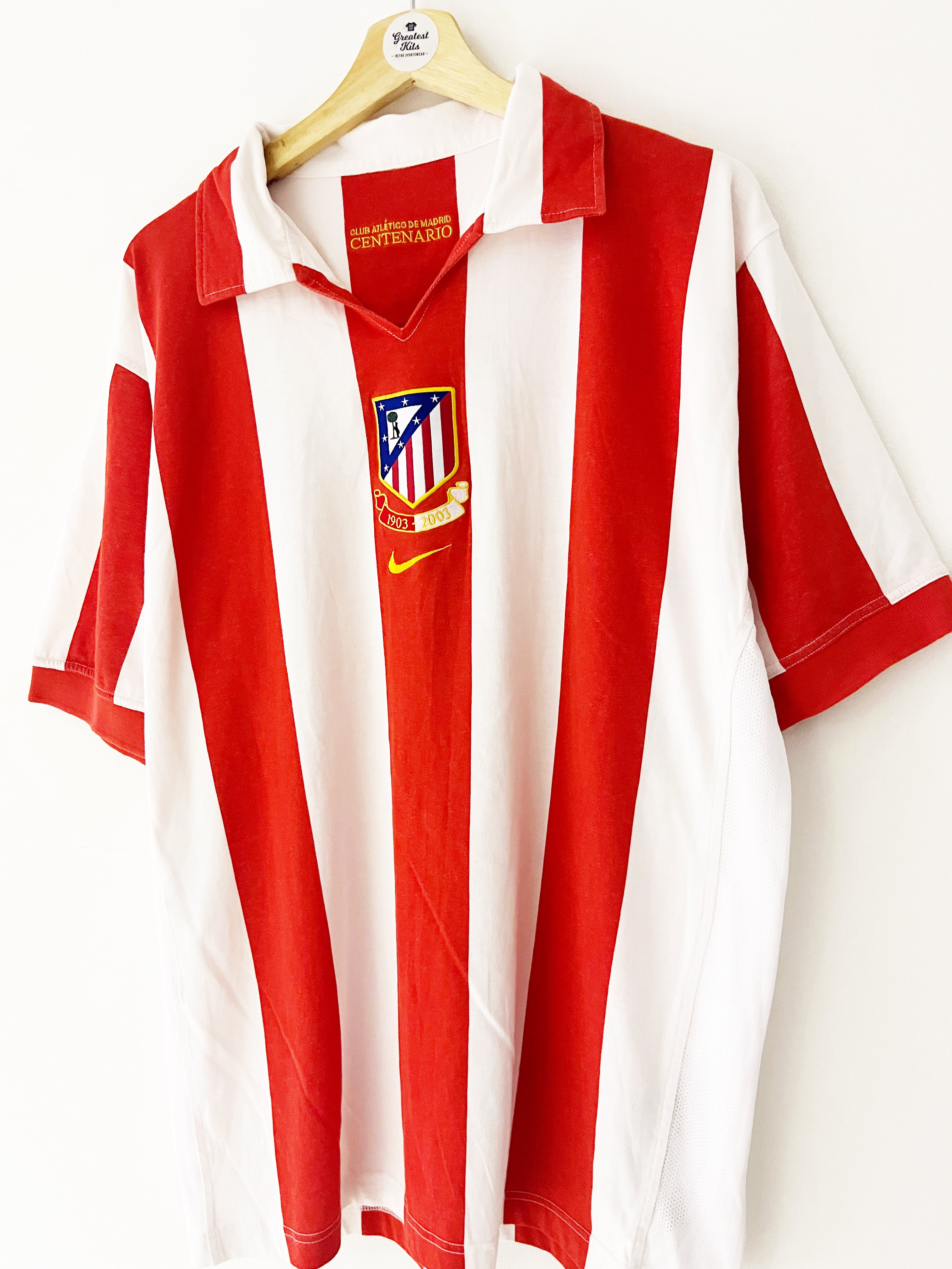 2003/04 Atletico Madrid Home *Centenary* Shirt (XL) 9/10