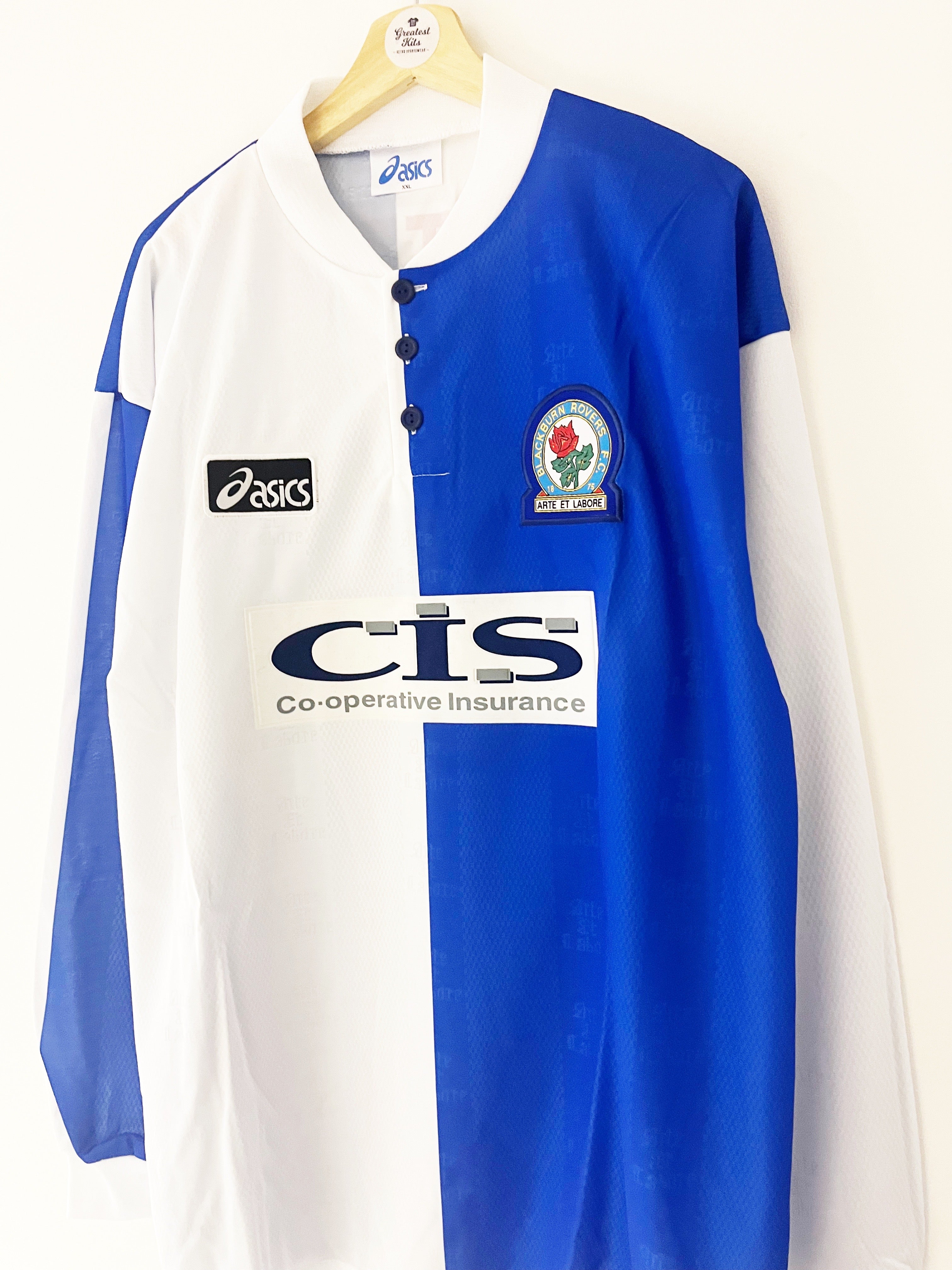 1996/97 Blackburn Rovers Home L/S Shirt Sutton #16 (XXL) 9/10