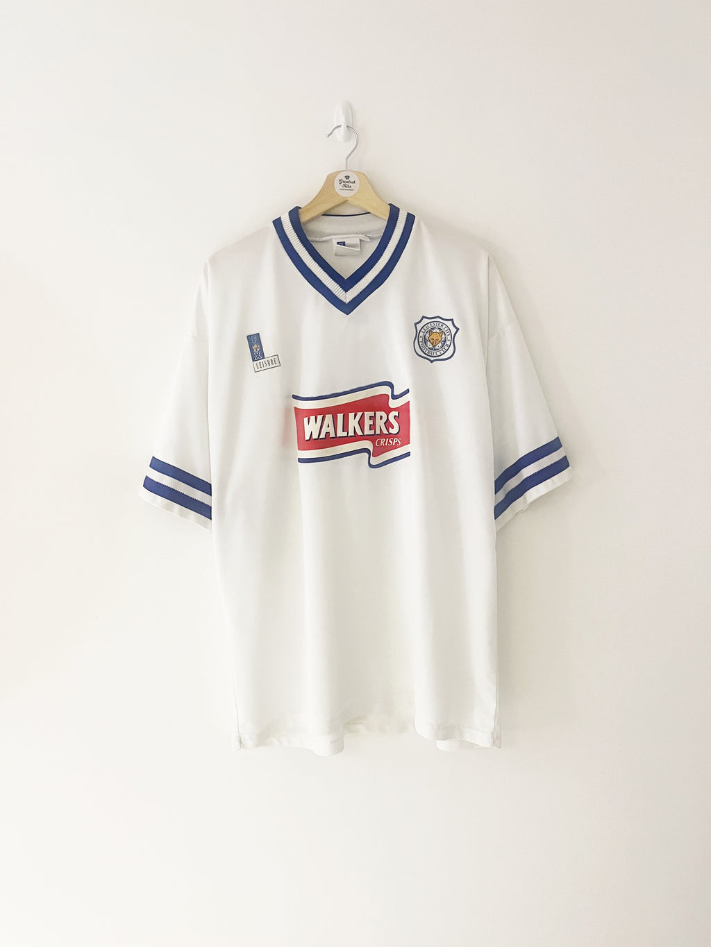 Camiseta visitante del Leicester 1996/98 n.º 14 (XL) 8,5/10 