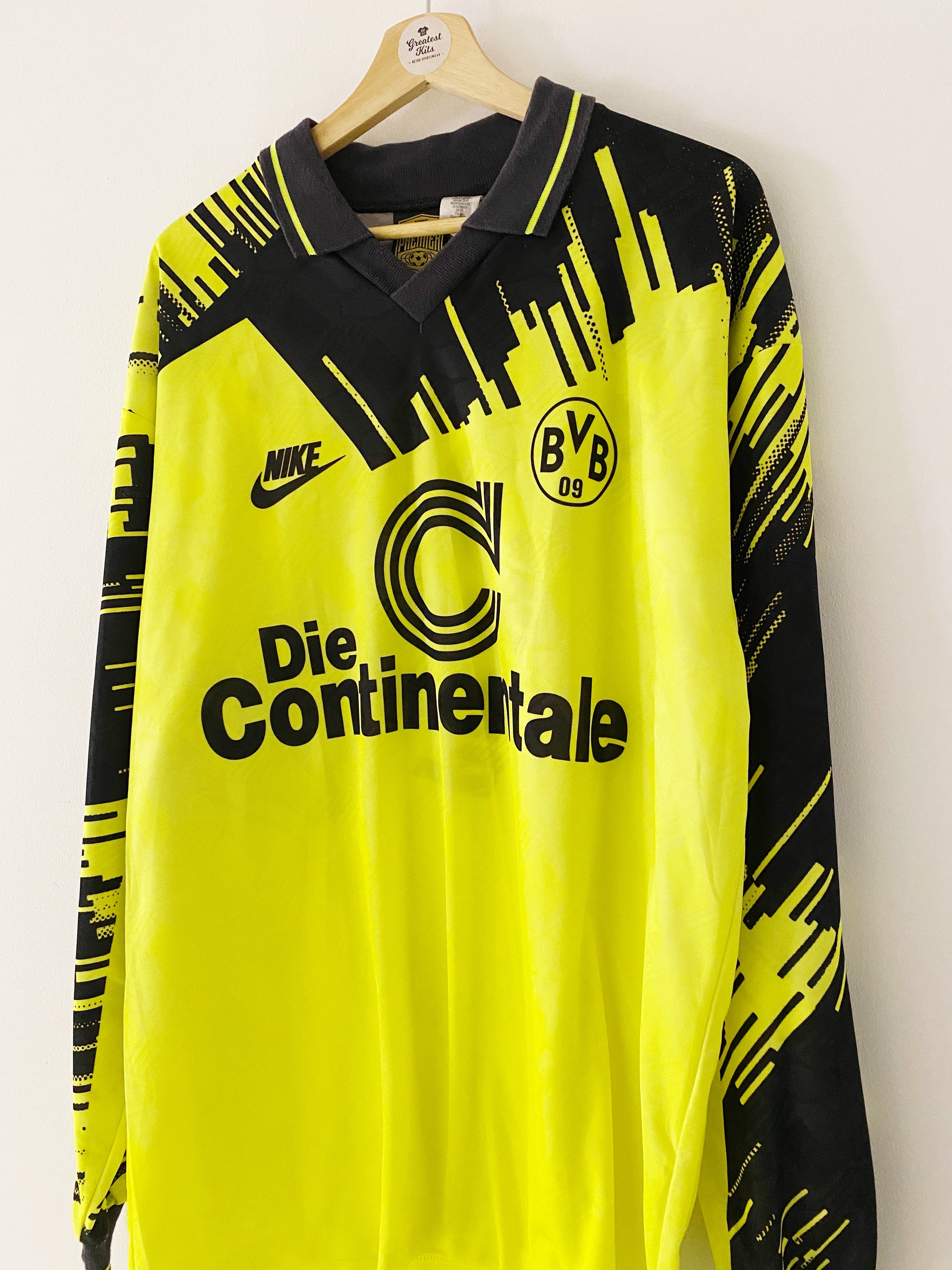 1993/94 Borussia Dortmund Home L/S Shirt #9 (XL) 9/10