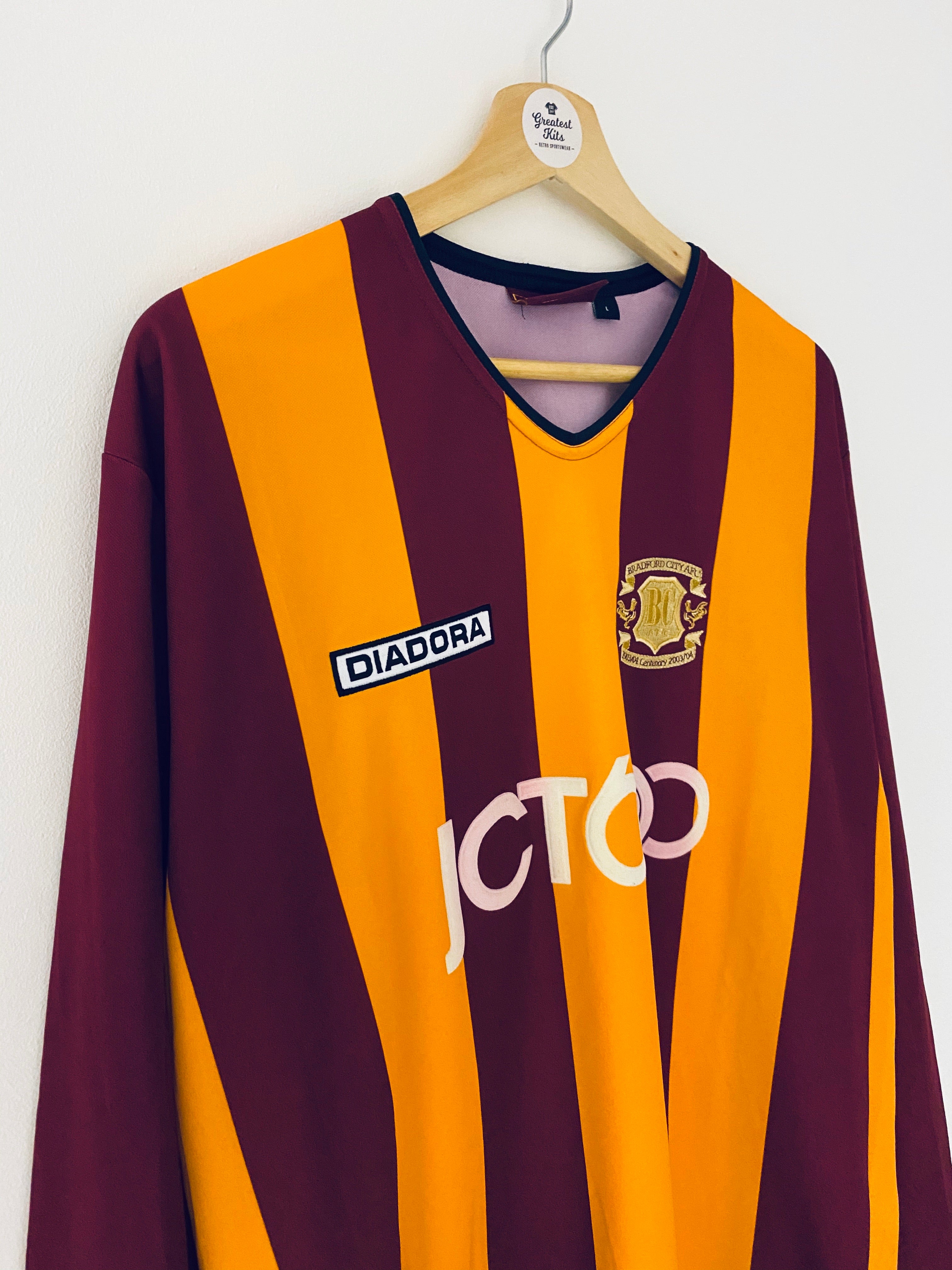 2003/04 Bradford City Home Centenary L/S Shirt (L) 8/10
