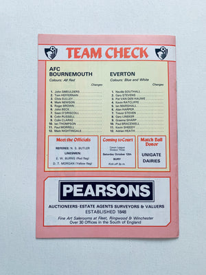 1985 Bournemouth v Everton Milk Cup Matchday Programme