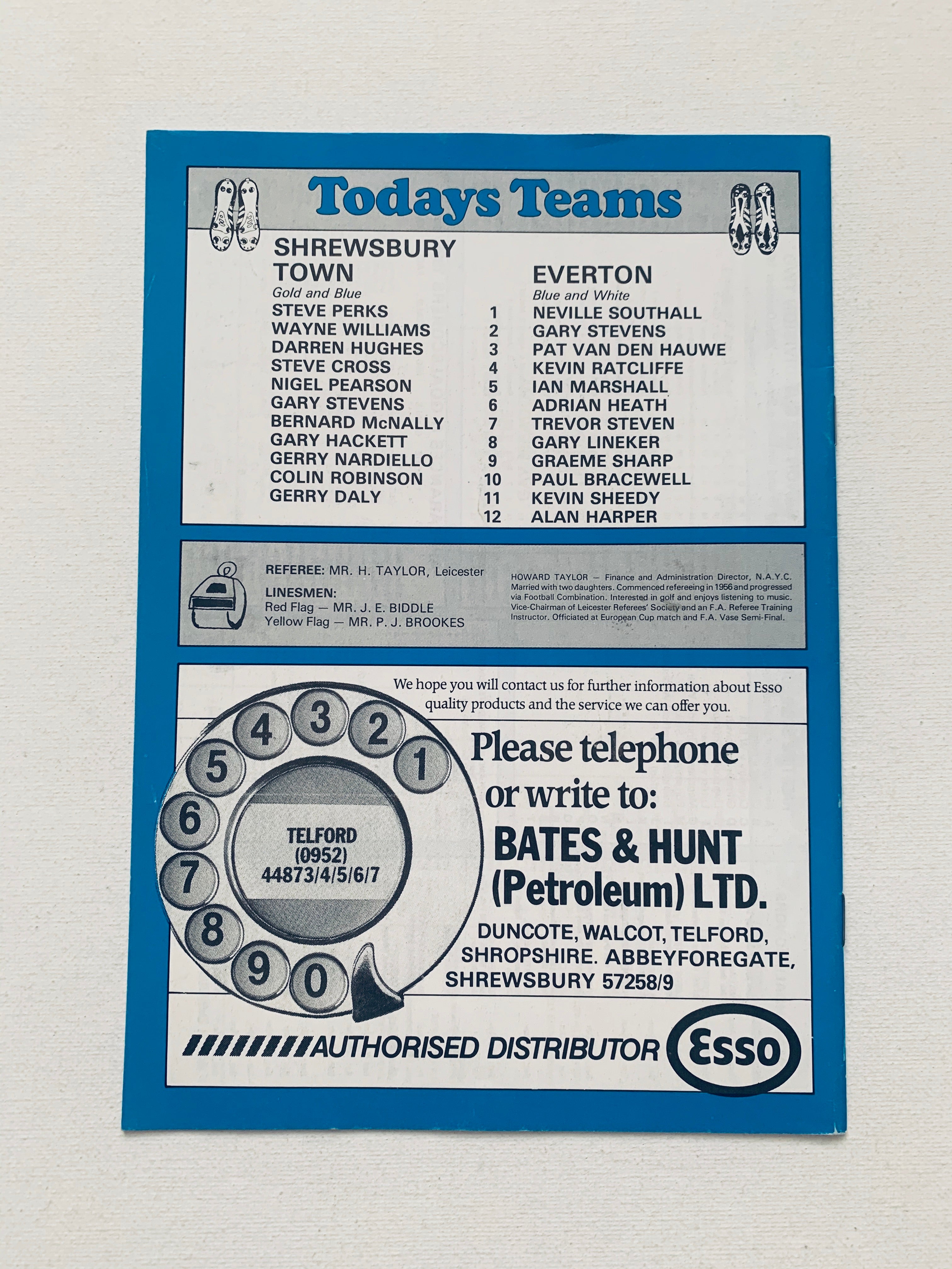 1985 Shrewsbury v Everton Milk Cup Matchday Programme